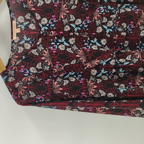 Gibson Latimer Pullover Babydoll Blouse Half Button Floral Print Size Large - Picture 2 of 10